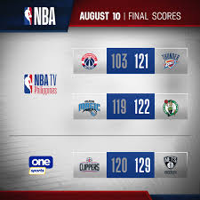 Comprehensive national basketball association news, scores, standings, fantasy games, rumors. Cignal Tv On Twitter Here Are Today S Nba Scores For Aug 10 2020 Nba Tv Philippines Is Available On Ch 262 Hd And Ch 96 Sd Also Available On One Sports Ch 6