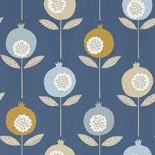 Scion Pepino Wallpaper Sky Cinnamon Ink 111543 Scandi Wallpaper Multicoloured Wallpaper Blue Wallpapers