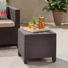 Riley Outdoor Wicker Side Table Dark Brown Walmart Com Walmart Com