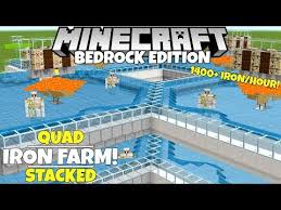 Minecraft Bedrock Quad Iron Farm Simple Working 1 400 Iron Hour 1 16 Nether Update Tutorial Youtube Bedrock Quad Iron