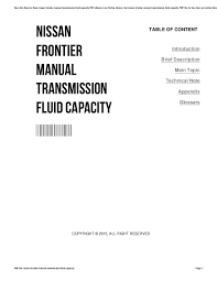 Nissan Frontier Manual Transmission Fluid Capacity