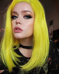 As far as staining the hair for a long period of time, well, it does not. Straight Yellow Bob Wig Of Human Hair With A Lace Front For Girls Yellow Hair Color Yellow Hair Neon Hair Color