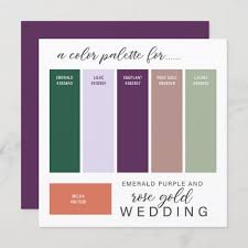 Yellow gold, white gold, pink. Green Rose Gold Purple Wedding Color Palette Card Gabriel Angel Design