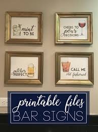 Free Printable Bar Signs With Alcohol Puns Ready To Frame Great Gift Idea For Anyone Who Loves Wine Mojitos Home Bar Signs Printable Bar Sign Home Bar Decor