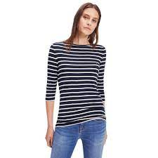 Tommy Hilfiger Heritage Boat Neck 3 4 Sleeve T Shirt Blue Dressinn