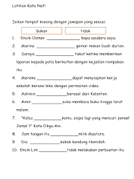 Kata perintah tahun 1 cute766. Latihan Kata Nafi Dan Kata Arah