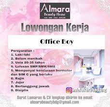 Inilah daftar lowongan kerja lulusan sma bandung terbaru agustus 2021.terdapat sebanyak 18 lowongan kerja lulusan sma bandung terbaru agustus 2021 yang tersedia di loker indonesia terbaru. Lowongan Kerja Almara Beauty House Bandung Oktober 2019 Info Loker Bandung 2021