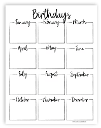 Free Printable Keep Track Of All Your Friends And Family Birthdays With This Cute Simple Birthday List Stranicy Planirovshika Planirovshiki Pechatnye Kalendari