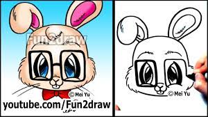 Funny Animals Nerd Rabbit How To Draw Easy Cartoons Drawing Videos For Kids Simple Cartoon Easy Drawings