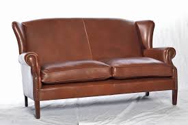 Georgian Leather Wing Back Sofa Sofa Contemporary Living Room Cozy Decor