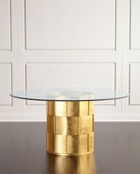 Gold Pedestal Glass Dining Table Handcrafted Dining Table Glass Dining Table Double Pedestal Dining Table