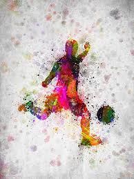 Colorful Digital Drawing Of A Soccer Player Striking The Ball Aloft Soccer Fifa Worldcup Decor Foot Soccer Artwork Football Paintings Soccer Inspiration