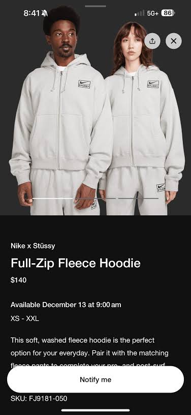 The signature relaxed, roomy silhouette of a St&uuml;ssy collaboration hoodie, AI generated