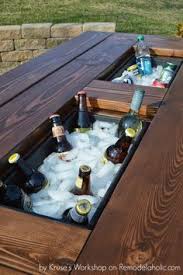 Hot Tub With Bar And Drink Cooler Boxes Google Search In 2020 Diy Patio Table Diy Outdoor Furniture Diy Patio