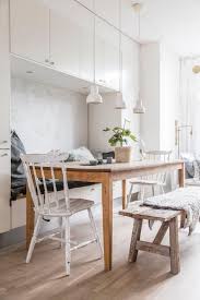 Scandinavian Design Open Kitchen Decor To Dining Room Solid Wood Dining Table With Bench And F Dining Room Small Scandinavian Dining Table Dining Room Design
