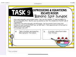 This week we are going to do annotating and a response again. 7th Grade Expressions Equations Escape Room Task 9 Math Showme