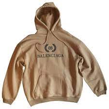 Balenciaga bb mode hoodie in black printed brushed fleece 巴黎世家 新帽t開箱. Balenciaga Pullover Westen Sweatshirts Aus Baumwolle Braun Grosse 0 8295945