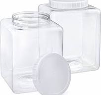 Elsjoy 2 Pack 1.3 Gallon Plastic Jars, Plastic Gallon Containers with Lids,  Large Square Plastic Food Storage Jar for Kitchen, Dry Food, Snack