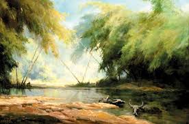  Basoeki Abdullah Solo 1915 Jakarta 1993 A Quiet Hour 1976 Pemandangan Lukisan Bali