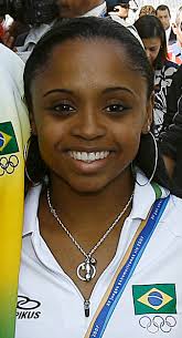 The fact that dos santos happens to be able to claim a feat of being ''the first black'' anything speaks to how the issue of race plays out in an area such as gymnastics that for decades hasn't been a sport associated with black athletes. Daiane Dos Santos Wikipedia