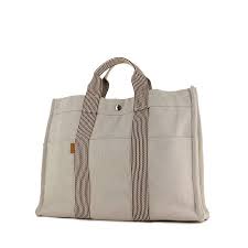 This handbag is constructed toile fabric in black with white threading. Hermes Toto Bag Tote Bag 329326 Collector Square