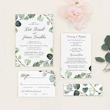 Eucalyptus Pdf Wedding Invitation Template Diy Printable Templates Weddi Wedding Invitation Pdf Eucalyptus Wedding Invitation Diy Wedding Invitations Templates