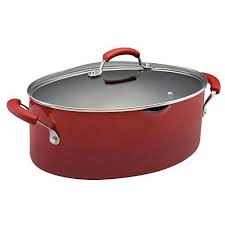 Rachael Ray Porcelain Enamel Ii Nonstick 8 Quart Covered Oval Pasta Pot With Pour Spout Red Gradient Pasta Pot Rachael Ray Enamel Cookware