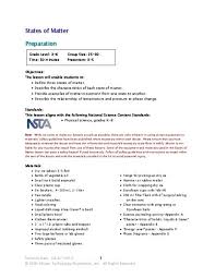 States Of Matter 3rd 6th Grade Lesson Plan States Of Matter Matter Lessons Science Lesson Plans