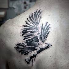 Black And White Eagle Tattoo Designs Abstract Style Black And White Eagle Tattoo On Scapular Tattoo Designs Men Eagle Tattoo Black Watercolor Tattoo
