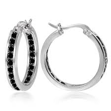 Sterling Silver Black Cubic Zirconia Inside Out Channel Set Round Hoop Earrings Want T Everyday Diamond Earrings Jewelry Earrings Hoops How To Clean Earrings