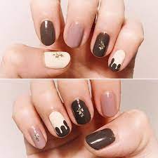 最近時間なくてベタ塗りが多い ネイル nail セルフネイル マニキュア ポリッシュ 簡単ネイル バレンタインネイル チョコレート ネイル ネイルホリック nailholic nailholic kose br309 be304 ye500 パーティ ネイルのアイデア マニキュア ネイル