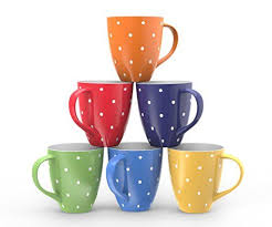 Roll Over Image To Zoom In Francois Et Mimi 16 Ounce Ceramic Coffee Mugs Large Polka Dot Set Of 6 Affiliate Link Mugs Ceramic Coffee Cups Coffee Mugs