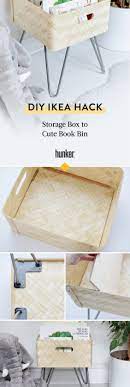with a few easy steps you can convert this basic ikea bamboo storage box into a useful and cute book bin hu ikea hack storage diy furniture hacks storage box