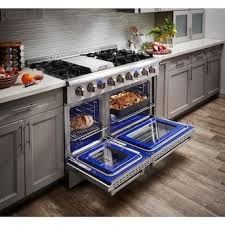 Check spelling or type a new query. Thor Kitchen 48 In 6 Burners 4 2 Cu Ft 2 5 Cu Ft Convection Oven Freestanding Double Oven Gas Range Stainless Steel Lowes Com Chefs Kitchen Design Double Oven Kitchen Kitchen Layout