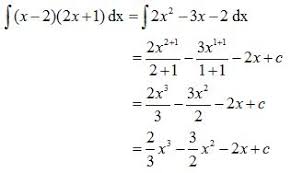 ∫ − 1 2 ( x 2 − 3) d x =  1 3 x 3 − 3 x − 1 2 = ( 1 3 ( 2) 3 − 3 ( 2)) − ( 1 3 ( − 1) 3 − 3 ( − 1)) = ( 8 3 − 6. Contoh Soal Dan Pembahasan Materi Integral Kumpulan Contoh Surat Dan Soal Terlengkap