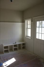 Beadboard 3 4 Of The Way Up The Wall Wide Moulding In Mudroom Smarth Because Then You Can Hang Coats On Hooks From Porch Interior Mudroom Remodel Beadboard