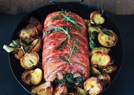 Prosciutto Wrapped Pork Loin With Roasted Apples Recipe Pork Loin Pork And Apple Recipe Roasted Apples
