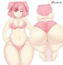1girls ass belly button bending over bent over big ass big butt  bikini bottom heavy breasts bubble ass bubble butt curvy curvy body curvy  female curvy figure doki doki