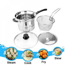 28 cm steaming soup pot stainless steel high quality cookware (periuk kukus). Stainless Steel Multi Usage Cooking Pot Deep Fry Steam Stew 4 Pcs X 22cm Periuk Kukus