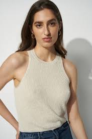 Delicate knitted tops free patterns. Racerneck Ribbed Knitted Cropped Top Nu In