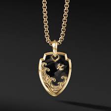 Waves Shield Pendant In 18k Yellow Gold David Yurman Shield Pendant Pendant Mens Jewelry Pendants