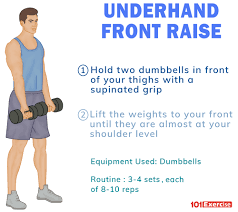 And for the lateral deltoid, a great alternative is the dumbbell lateral raise, which is however vital that you perform correctly and is explained here. Underhand Front Raise Benefits Muscles Worked How To Do 101exercise Com