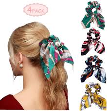 Hair scarf scrunchie, bow scrunchie, hair ties, hair elastic, scrunchy women, hair accessories, womens hair accessories, silk scrunchies. Scarf Scrunchies 4pc Bowknot Hair Scrunchies Long Silk Satin Elastic Hair Band Scrunchy Hair Ties Rope Floral Hair Bobbles Ponytail Holder Hair Accessories For Woman Style B Amazon Co Uk Beauty