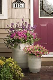 Oversized flower pots are also great, especially if you have a path leading to your front door. 20 Beautiful Front Door Flower Pots For Cheerful House Container Gardening Flowers Container Gardening Flower Pots