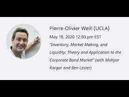 14 weill 2006 shows that the above socially optimal allocation is unique and provides natural comparative statics. Pierre Olivier Weill Ucla Inventory Market Making And Liquidity Youtube