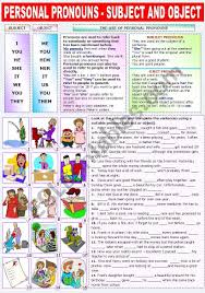 Grammar Explanation On The Use Of Personal Pronouns Followed By And Exercise In Which Students Have To Look At The Pi Personal Pronouns Object Pronouns Pronoun