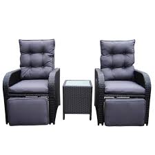 Buy Luxo Mykonos Twin Outdoor Recliner Set Black Online Australia Outdoor Recliner Outdoor Wicker Furniture Recliner Chair
