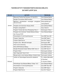 .tahunan panitia bahasa melayu 2012bil aktiviti objektif sasaran catatan 1. Takwim Aktiviti Tahunan Panitia Bahasa Melayu 2014