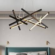 The baton gold finish steel contemporary chandelier features arms that rotate to a horizontal vertical position. 452 47