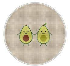 This sweet cross stitch pattern allows you to create a fun piece of artwork for your home in just one crafternoon! Avocado Cross Stitch Pattern Kawaii Cross Stitch Pattern Funny Cross Stitch Cross Stitch Pdf Inst Kawaii Cross Stitch Cross Stitch Patterns Stitch Patterns